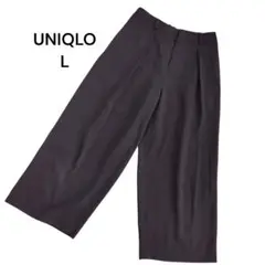 UNIQLO ユニクロ ドレープワイドアンクルパンツ ブラック ワイドパンツ L