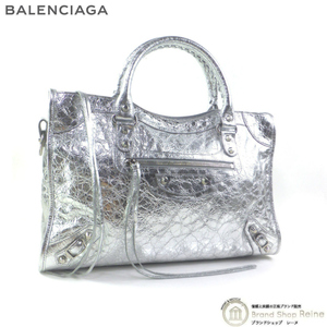 バレンシアガ （BALENCIAGA） Le City ミディアム バッグ アリーナラムスキン ショルダー ハンド バッグ 797786 シルバー（新品同様）中古