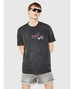 DIESEL ディーゼル T-MINORU トリートメントデザインTシャツ 定価17,380円 S 送料230円〜 メンズ ヴィンテージ加工 男性用 グレー