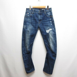 ジースターロウ G-Star RAW ARC 3D SLIM デニム パンツ ジーンズ 29 インディゴ ボタンフライ リペア加工 ダメージ加工 ペイント加工