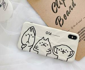 アイフォーン　iphone X/XS用耐衝撃保護カバー/ソフトケース★ねこちゃん②★立体感★白/ホワイト★