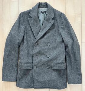 美品　90s　A.P.C.　アーペーセー　ウクライナ製　ダブル　ウールコート　ジャケット　アウター　グレー　メンズ　XSサイズ　正規品