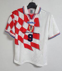 98W杯 クロアチア(H)＃9 Suker ダヴォール・シューケル 半袖 lotto正規 1998 World Cup仕様 M