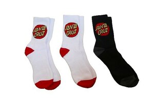 JB即決 SANTACRUZ　サンタクルーズ　CRUZ CREW SOCKS ’’YOUTH’’ 3PAC CLASSIC DOT SOCKS　MIX ソックス　ガールズサイズ 3足組　