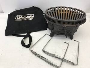 ☆★【USED】 Coleman コールマン キャストアイロングリル 焚き火台 鋳鉄製 ケース付き 現状品 キャンプ アウトドア BBQ 100サイズ