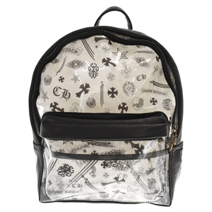 CHROME HEARTS クロムハーツ PVC BACK TO SCHOOL PVCレザー切り替えバックパック リュック ブラック/クリア