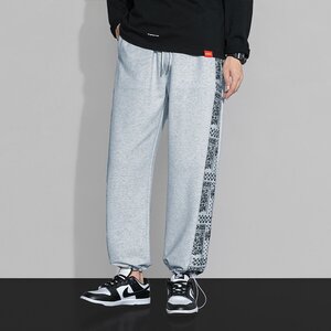 【新品 】【送料無料】サイド バンダナ柄 スウェットパンツ sweat pants with bandannas ペイズリー カラー：グレーｘグレー サイズXL