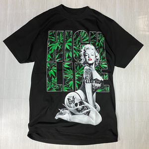 LA発 【XL】 マリリンモンロー Monroe グラフィック 半袖 ヘビーウェイト Tシャツ HIPHOP ウェストコースト HighLife ハイライフ 黒 420