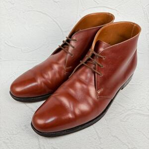 【良品】Crockett&Jones クロケットアンドジョーンズ CHILTERN チャッカブーツ 茶 ブラウン 7.5 26cm レザーソール ジョージブーツ