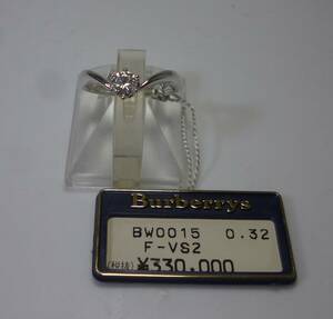 ★本物保証★定価330,000円★店頭展示品・新品★BURBERRY バーバリー ダイヤ 0.32ct F/VS2/GOOD 12号 リング Pt 900指輪 【鑑定書付】