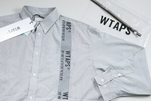 美品* WTAPS ◆24SS BD 01 / LS / CTPL. BROADCLOTH. TEXTILE. COOLMAX. GPS 長袖 シャツ XL (ホワイト/グレー) ダブルタップス ◆ES16