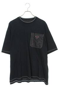 プラダ PRADA 22SS UJN790 サイズ:S トライアングルプレートナイロンポケットオーバーサイズTシャツ 中古 SB01