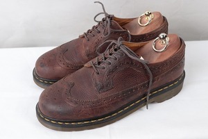 ドクターマーチン UK7/25.5cm-26.0cm/5ホール ウィングチップ 茶 ブラウン ブーツ レザー メンズ レディース dr.martens 中古 古着 dm3494