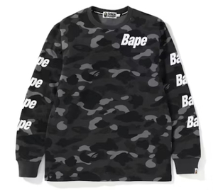 【1スタ】新品未使用 希少サイズ Size 3XL BAPE COLOR CAMO BAPE LS TEE メンズ 長袖Tシャツ BLACK アベイシングエイプ A BATHING APE