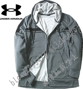 ■新品【UNDER ARMOUR】アンダーアーマー ゴルフに最適 Armour Fleece保温 左腕BIGロゴ パーカージャケット■GR/3XL(XXXL)