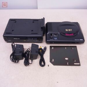 1円〜 動作品 MD メガドライブ メガCD 本体 HAA-2510 + HAA-2910 MEGA-DRIVE MEGA-CD セガ SEGA AC/AVケーブル付【20