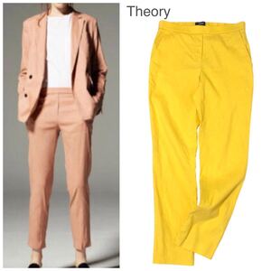 美品 2021 Theory リネン混 プルオンパンツ 0 日本製 レディース