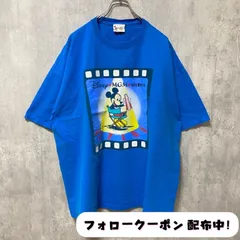 古着 used　Disney　Mickey Mouse　ミッキーマウス　半袖プリントTシャツ　MADE IN USA　青　ブルー　レトロ　デザイン　個性的　クルーネック　春夏服　オーバーサイズ　ビッグシルエット