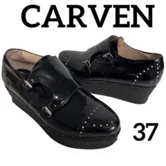 CARVEN カルヴェン エナメル ダブルモンクストラップ シューズ 厚底 37