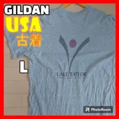 USA 古着 GILDAN ギルダン プリント 半袖 Tシャツ グレー L