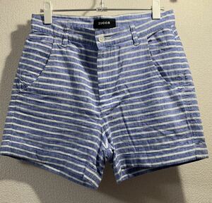 【zuccaズッカ】ショートパンツ　青×白ボーダー　サイズM　