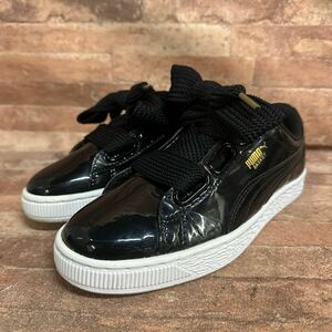 PUMA プーマ BASKET リボン エナメル スニーカー 24cm ブラック