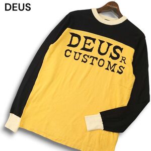 DEUS EX MACHINA デウスエクスマキナ MOTO INTARSIA TEE★ ビッグ ロゴ コットン ニット カットソー セーター Sz.S メンズ　A4T11807_B#K