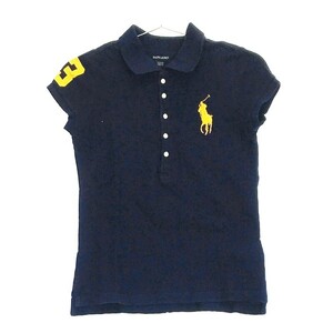 【00156】美品 RALPH LAUREN トップス 140センチ ネイビー 良品 ラルフローレン ポロシャツ 子供服 キッズ 袖なし ワンポイント 刺繍