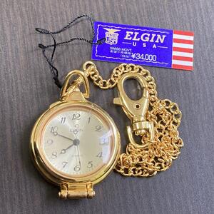 懐中時計 稼働品 ELGIN エルジン ペンダント ウォッチ ルーペ付き クオーツ レディース アナログ 3針 ローマ アナログ フェイス ラウンド 