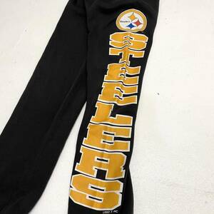 USA古着 90s NFL スティラーズ プリント スウェット パンツ Lサイズ アメリカ製 / 黒 STEELERS ヴィンテージ LOGO7 アメフト チーム