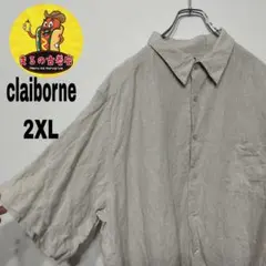 usa古着 claiborne リネン半袖シャツ　ベージュ　2XL