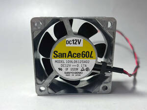 ★中古 DCファン DC12V 60×60×25mm 60角 リード線付 SanACE 60L 長寿命ファン (SANYO DENKI) 　管理番号[F1-0035]