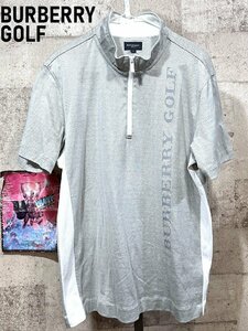 美品 バーバリー ゴルフ ジップ ドライ ポロシャツ LL メンズ BURBERRY GOLF