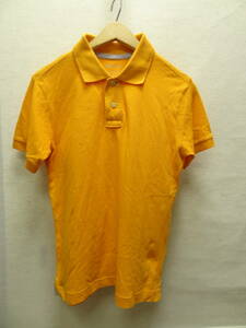 全国送料無料 ユニクロ UNIQLO AUTHENTIC ORIGINAL WASH メンズ オレンジ色 鹿の子素材 半袖ポロシャツ Sサイズ