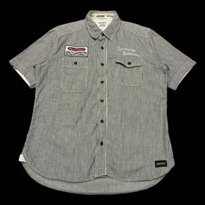 Dickies ディッキーズ 半袖シャツ ワークシャツ ストライプ L