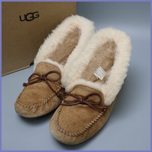 ★UGG/アグ アレーナ モカシンローファー/スリッポン レディース25cm/チェスナット/スエード/1004806/レザーリボン/外箱付き&0448600007