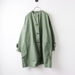 極美品 2024年 トラディショナルウェザーウェア Traditional Weatherwear MALTON N/C ノーカラーコート 34/グリーン【2400014153125】