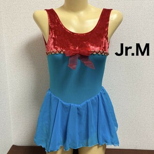 D032ストレッチ♪ベロア切り替えのチュールスカート女子ダンスバレエレオタード♪コレクションや撮影会にも♪ジュニアサイズM