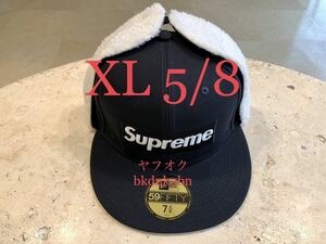 【新品 紺XL 5/8 21AW Earflap Box Logo New Era】 supreme 耳当てニューエラ s small yankees leather world famous metallic rip trooper