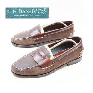 10D表記　28cm相当　G.H.BASS&Co.　ジーエイチバス　コインローファー　ペニー　ブラウン　マット 　ヌバックレザー　革靴/24.12.18/P2060