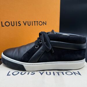 1円 【美品】 LOUIS VUITTON ルイヴィトン 【王者の貫禄】 メンズ エピ ミドルカット スニーカー シューズ 靴 ブラック レザー 26.0cm相当