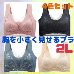 大きな胸を小さく見せるブラ ナイトブラ 着痩せ 美胸 ノンワイヤー ２Ｌ