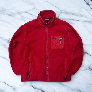 古着 90s USA製 PATAGONIA FLEECE JACKET RED パタゴニア フリース ジャケット【Vintage】