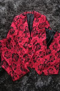 美品　DOLCE&GABBANA ドルチェ&ガッバーナ　ジャケット　スリーピース　パンツ　赤　ジャガード　サイズ48 サイズ50