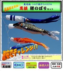 ●●● 新品 庭園用 鯉のぼり / 3ｍ 6点セット / 高級タイプ【 ポリエステル】【 家紋 名入れ 可能 】