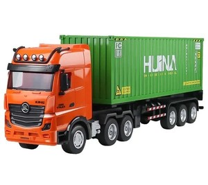 1/18 2.4GHz 9Ch RTR Huina 1317 3軸ヘッド 3軸シャーシタイプ 40ft 海コンテナトレーラー 緑 ☆40フィート海上コンテナトレーラーラジコン