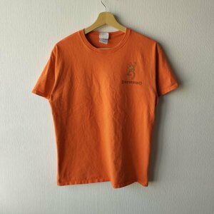 90s vintage ビンテージ　BROWNING　ブローニング　アニマル　鹿　アート　ハンティング　ロゴTシャツ　半袖　バックプリント　オレンジ