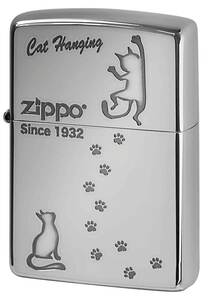 Zippo ジッポライター ネコ 猫 Cat 足跡 愛くるしい ニッケルメッキ Cat Hanging NI-CATHANG2 プレゼント 男性 女性 かわいい メール便可