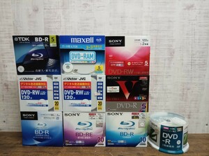 未使用品　BD-R BD-RE DVD-R DVD-RW DVD-RAM まとめ　160点　SONY Victor JVC MITSUBISHI maxell TDK 記録用　ディスク