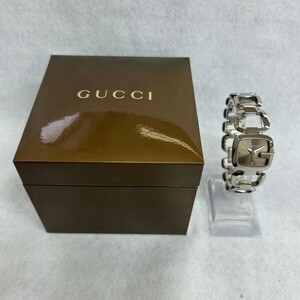 K406-K44-4885◎ GUCCI グッチ 125.5 クォーツ ブラウン文字盤 Gフレーム 2針 レディース 腕時計 箱付き ⑩